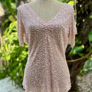 Vintage Adrianna Papell Sequined Evening Top in Pink